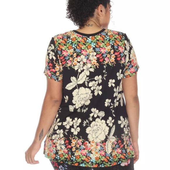 Johnny Was Redland Favorite Short Sleeve V Neck Swing Tee Special Shirt Black NW - Picture 7 of 15